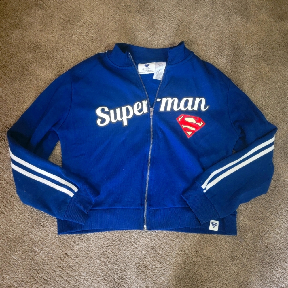 Superman Juniors Blue Zip Up Sweatshirt New! Xl